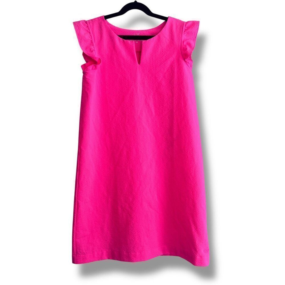 Vineyard Vines Girls Hot Pink Flutter Sleeve Performance Shift Dress Size 12